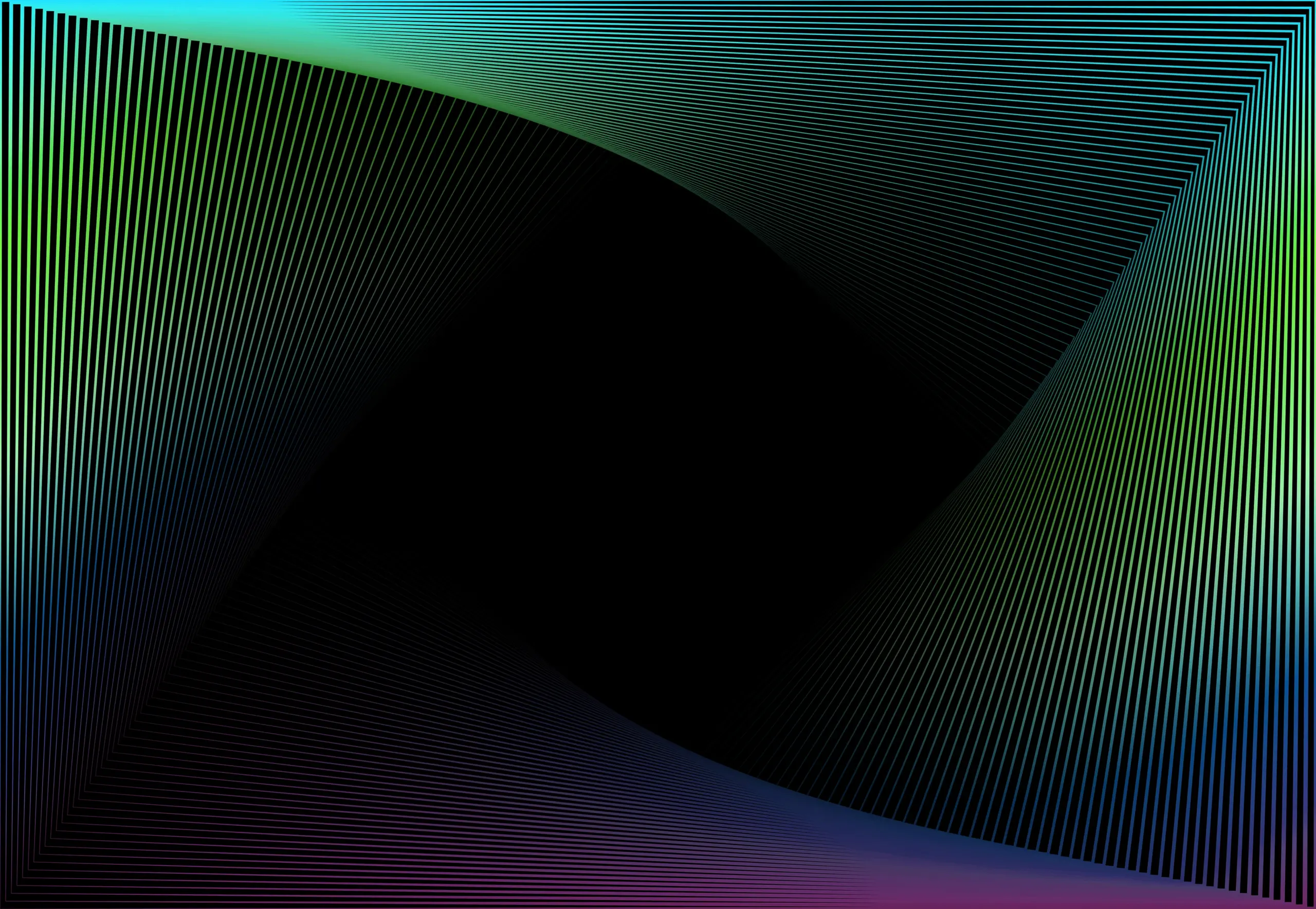 Colourful abstract gradient lines forming a geometric tunnel pattern