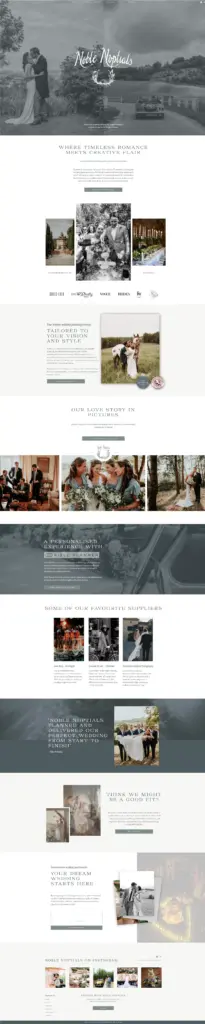 A Screenshot of the Noble Nuptials Website Home Page